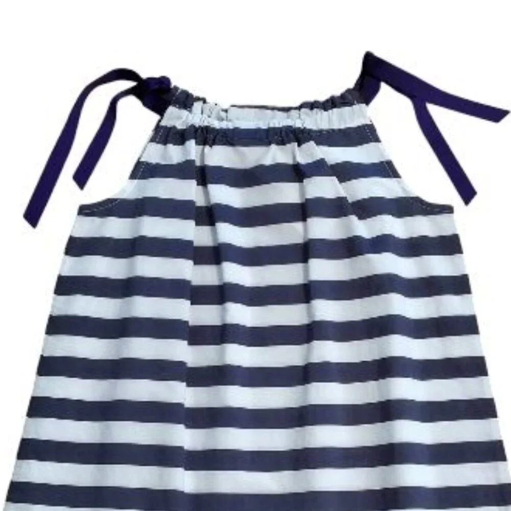 NWT Hanna Andersson Blue White Striped Pillowcase Dress - Size 110 (US 5)